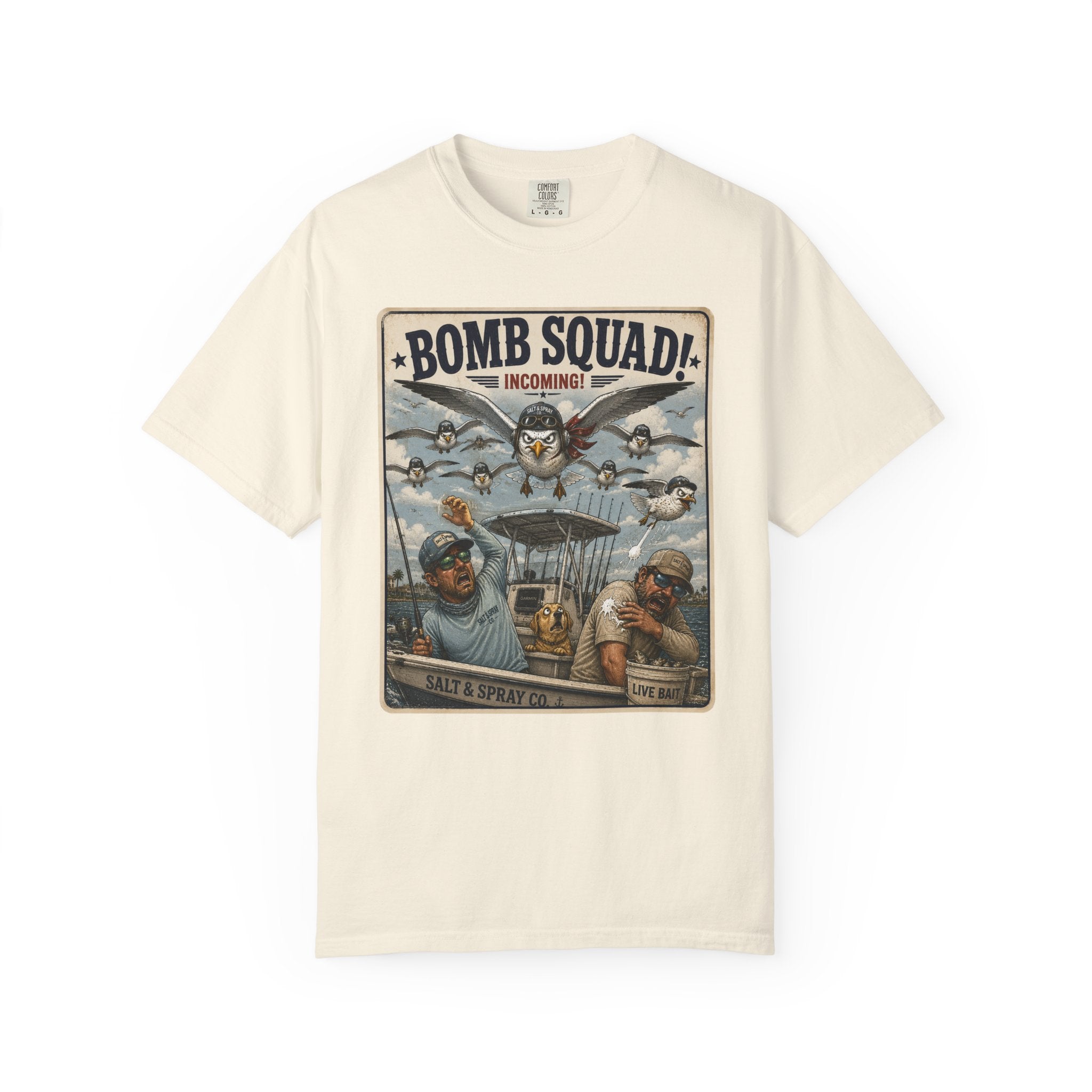 Bomb Squad Incoming Tee — Funny Seagull Fishing T-Shirt