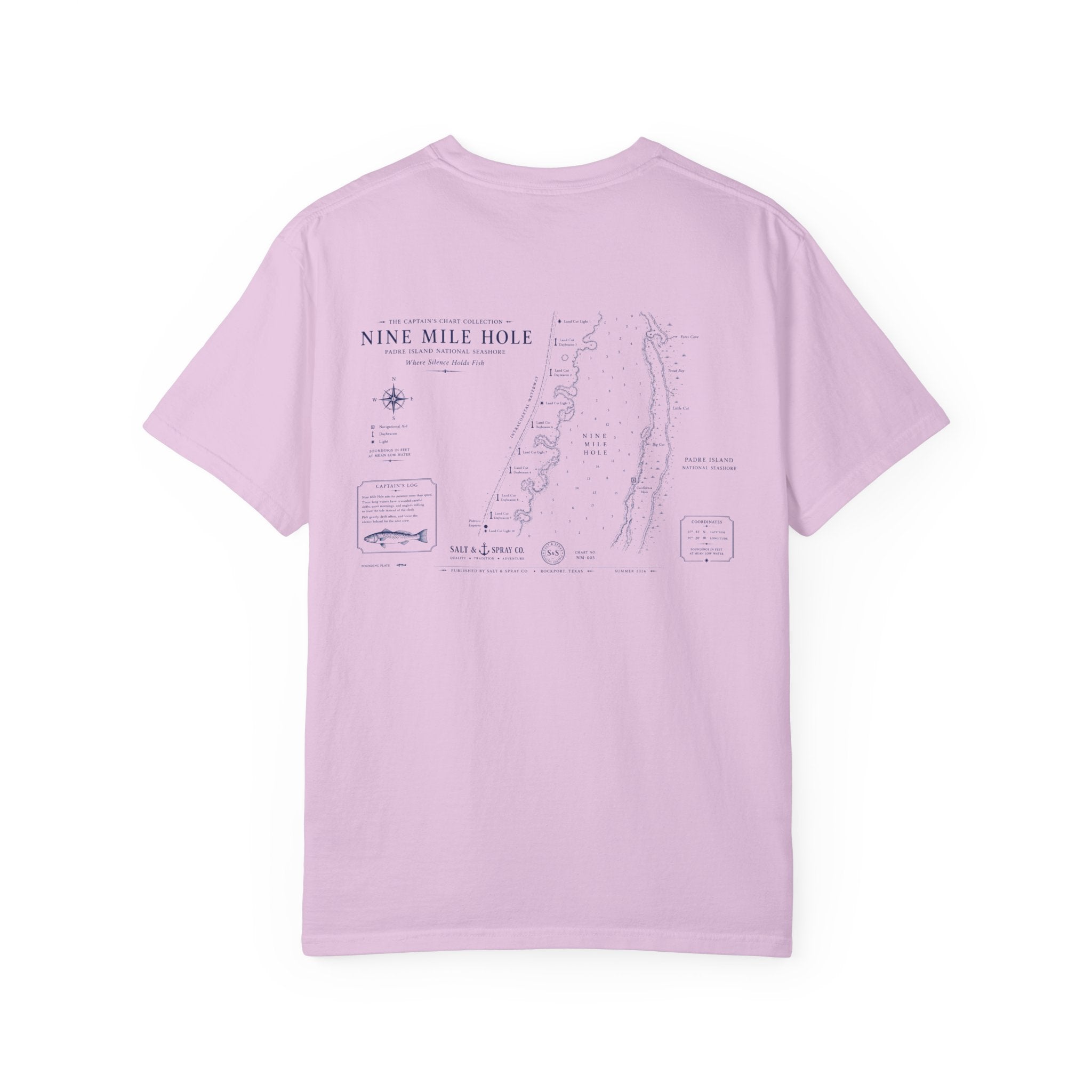 Nine Mile Hole Nautical Chart Tee — Where Silence Holds Fish