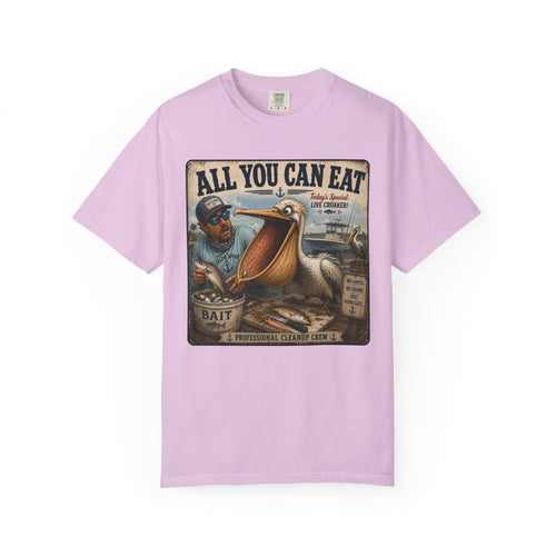 All You Can Eat Pelican T-Shirt — Funny Vintage Fishing Sign, Professional Cleanup Crew, Comfort Colors, Angler Gift, Unisex