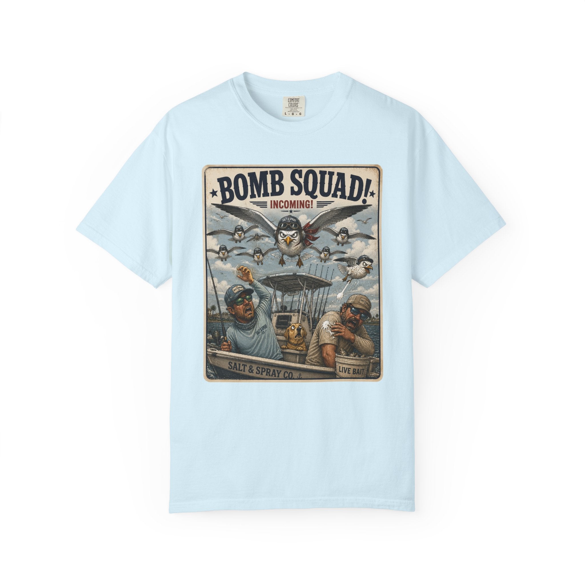Bomb Squad Incoming Tee — Funny Seagull Fishing T-Shirt