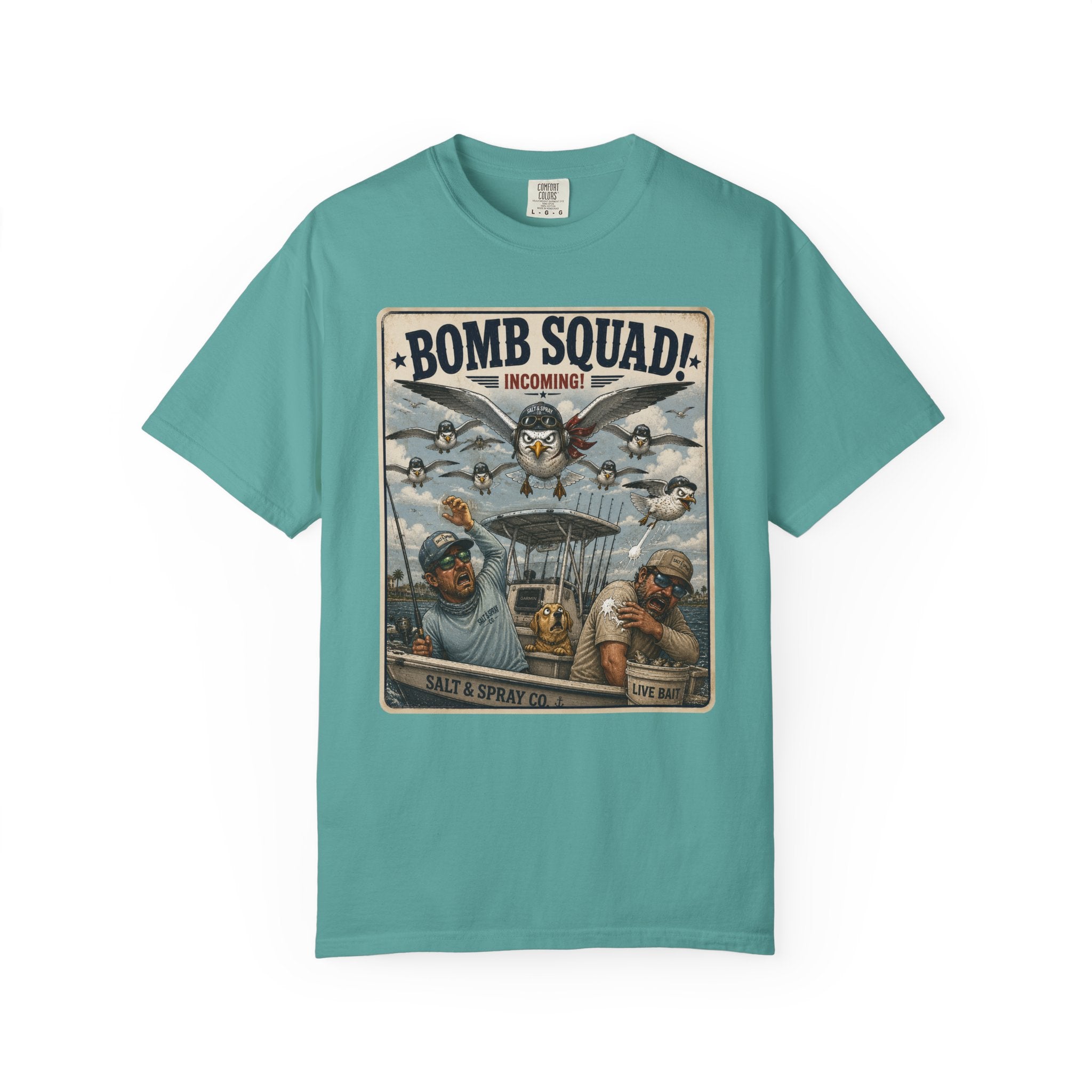 Bomb Squad Incoming Tee — Funny Seagull Fishing T-Shirt