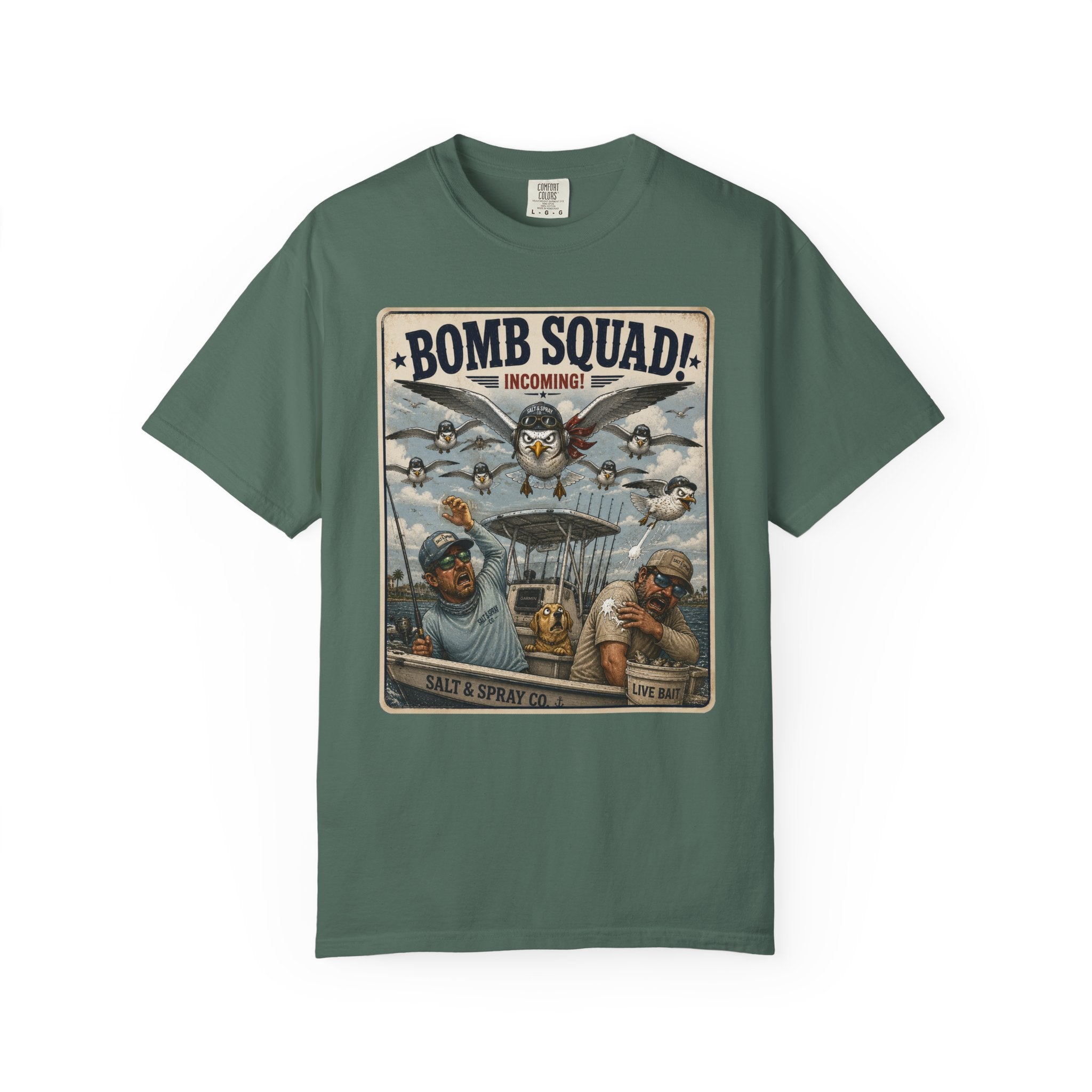 Bomb Squad Incoming Tee — Funny Seagull Fishing T-Shirt
