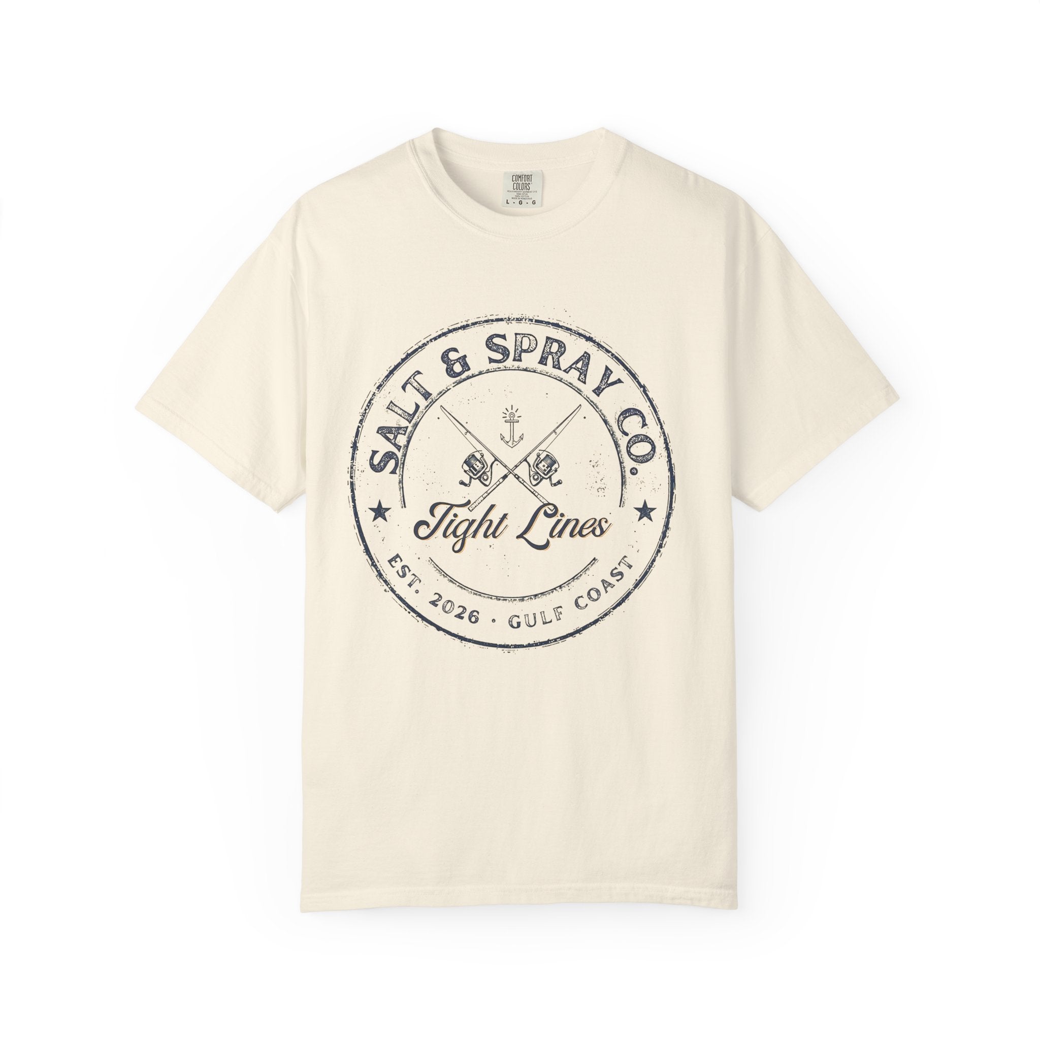 Tight Lines Badge Tee — Vintage Gulf Coast Fishing T-Shirt (Light Colors)