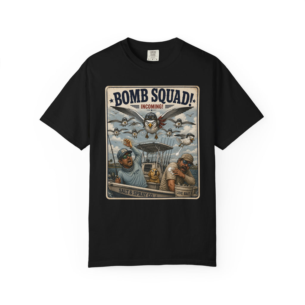 Bomb Squad Incoming Tee — Funny Seagull Fishing T-Shirt