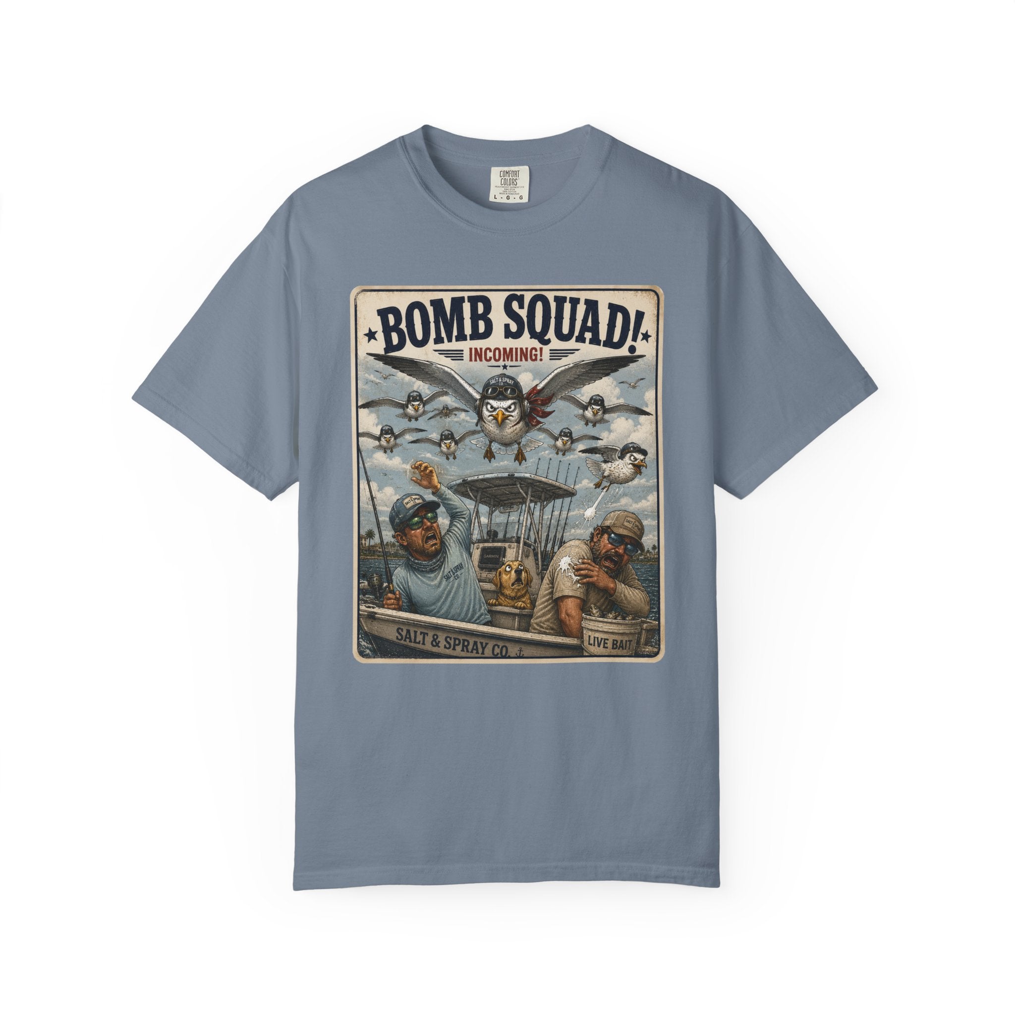 Bomb Squad Incoming Tee — Funny Seagull Fishing T-Shirt