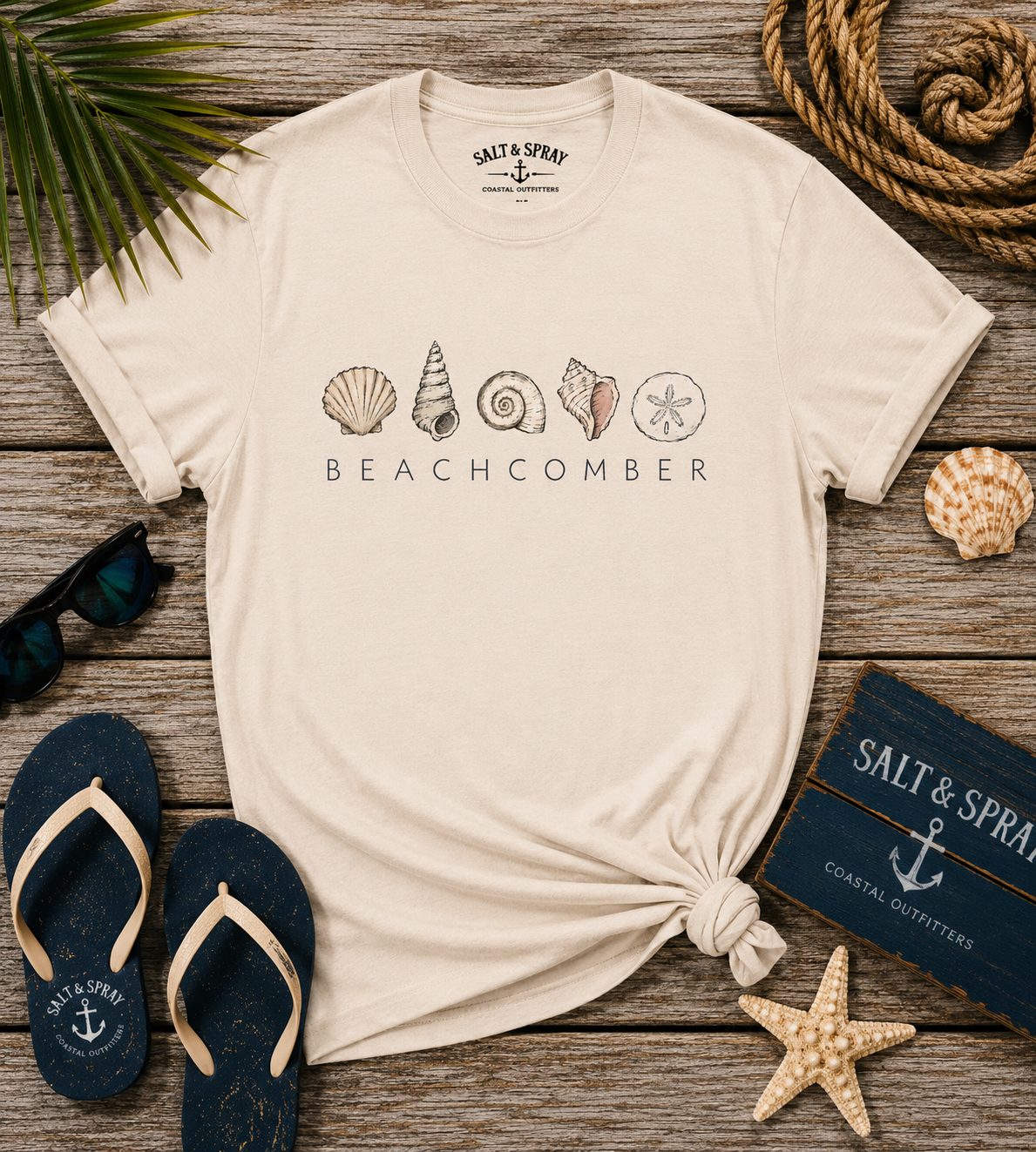 Beachcomber coastal seashell graphic t-shirt