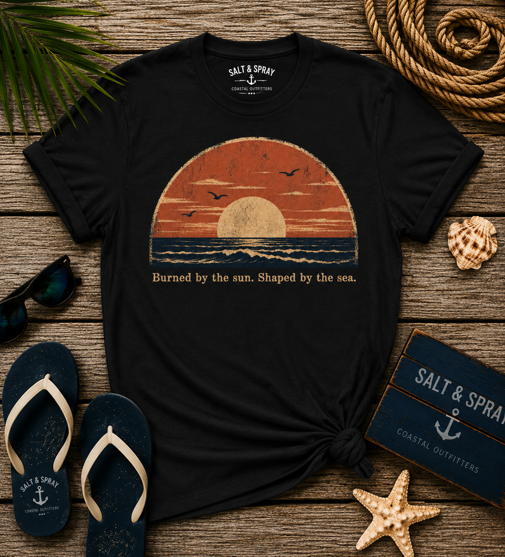 Burned by the Sun vintage coastal sunset graphic t-shirt