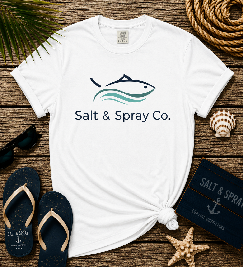 Salt & Spray Co. coastal logo t-shirt — Gulf Coast fishing and beach graphic tee