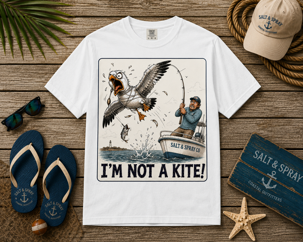 I'm Not a Kite funny tangled seagull t-shirt