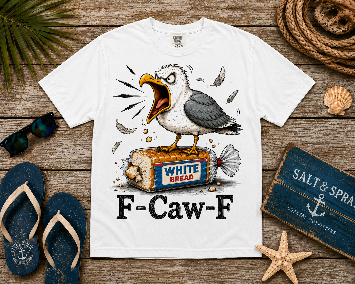 F-Caw-F funny angry seagull graphic t-shirt