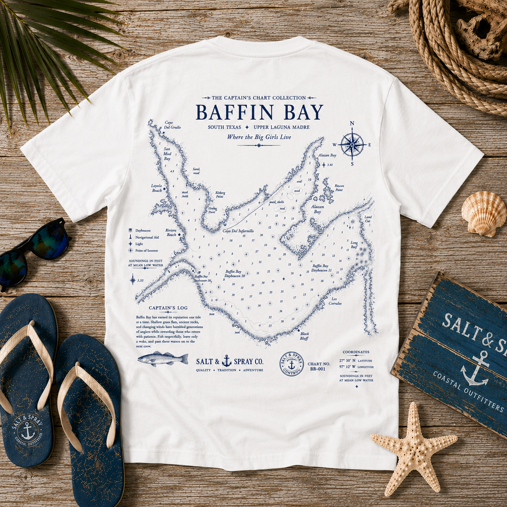 Baffin Bay vintage nautical chart t-shirt with navy print on white