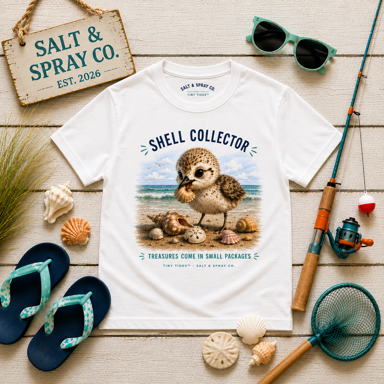 Toddler Tee – Shell Collector | Tiny Tides™ Collection | Salt & Spray Co.