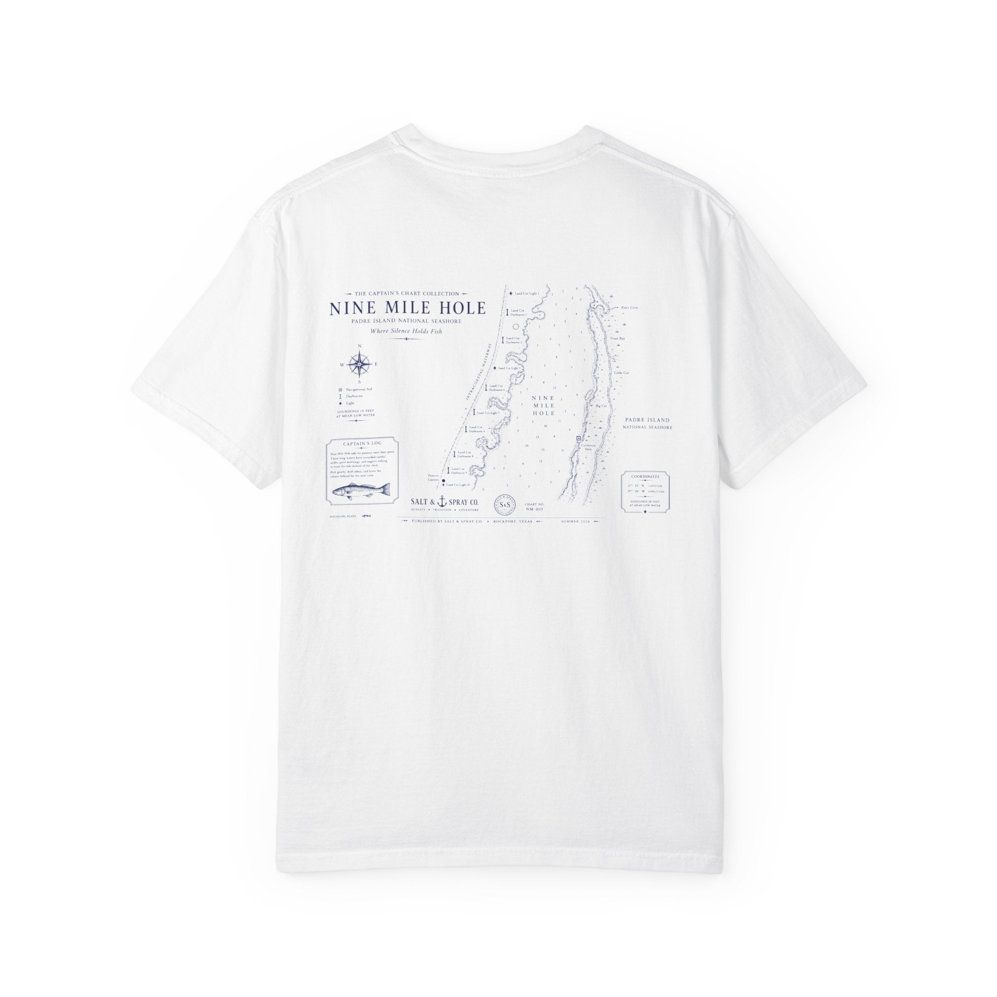 Nine Mile Hole Nautical Chart Tee — Where Silence Holds Fish