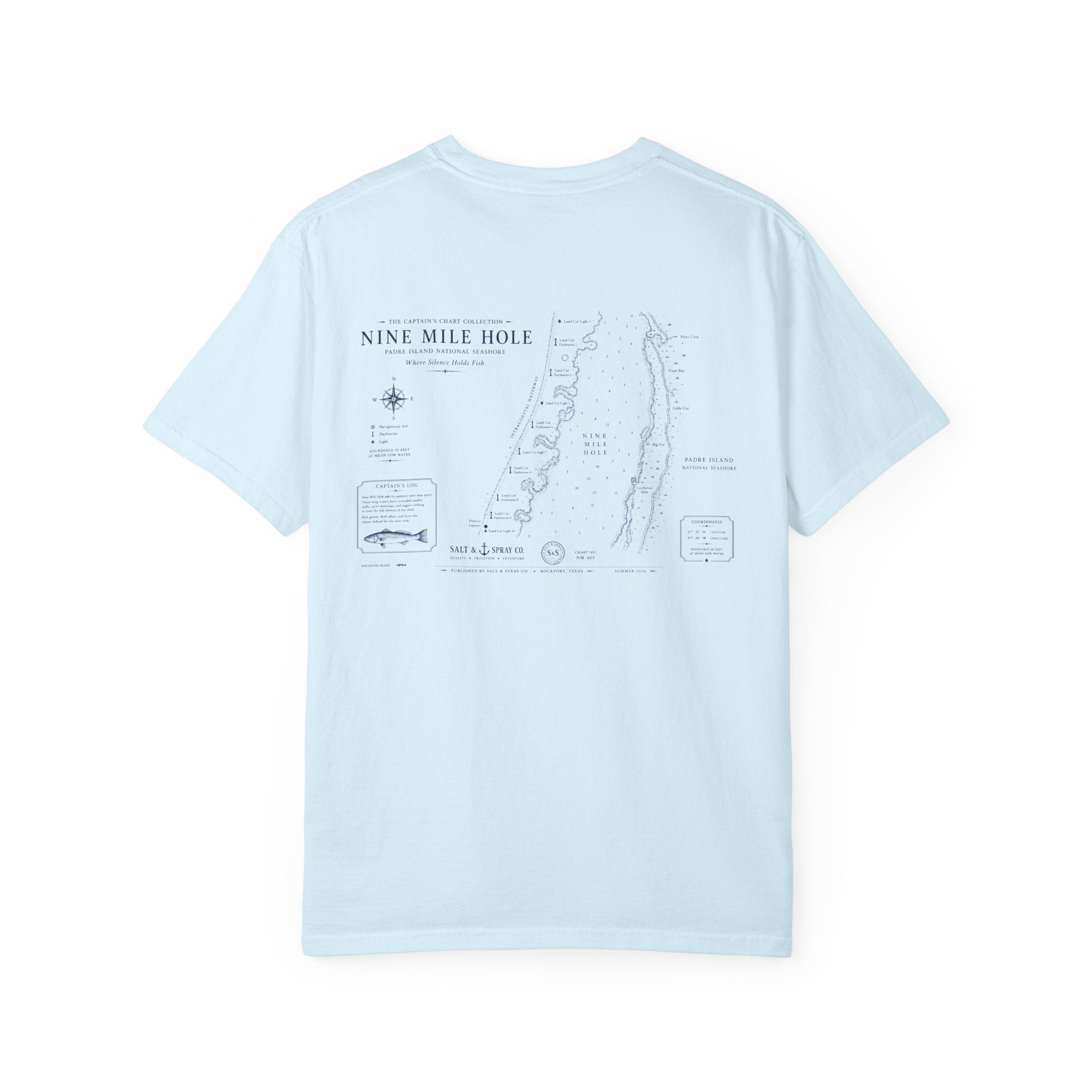 Nine Mile Hole Nautical Chart Tee — Where Silence Holds Fish
