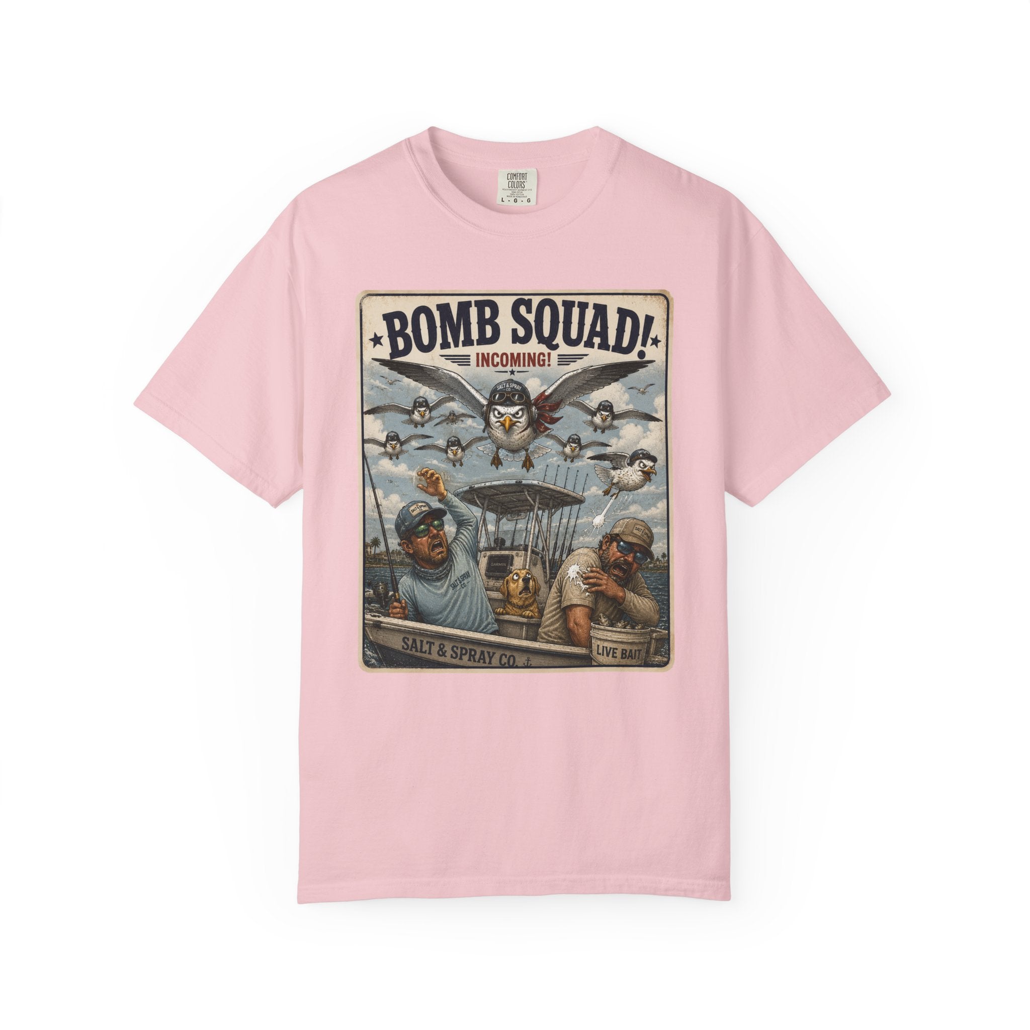 Bomb Squad Incoming Tee — Funny Seagull Fishing T-Shirt