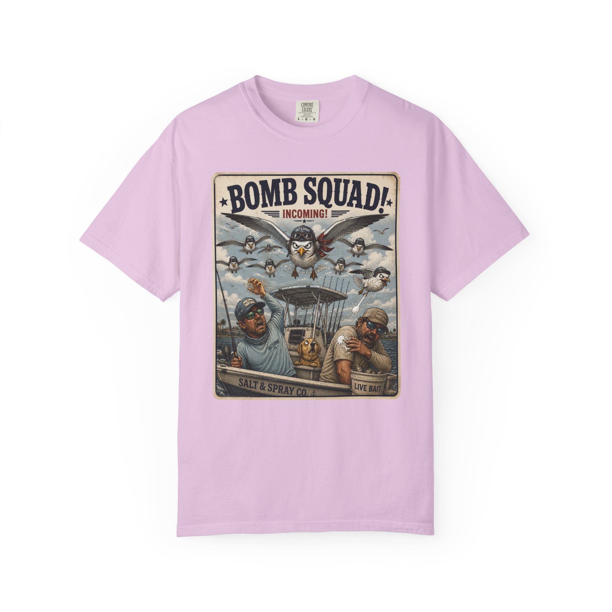 Bomb Squad Incoming Tee — Funny Seagull Fishing T-Shirt