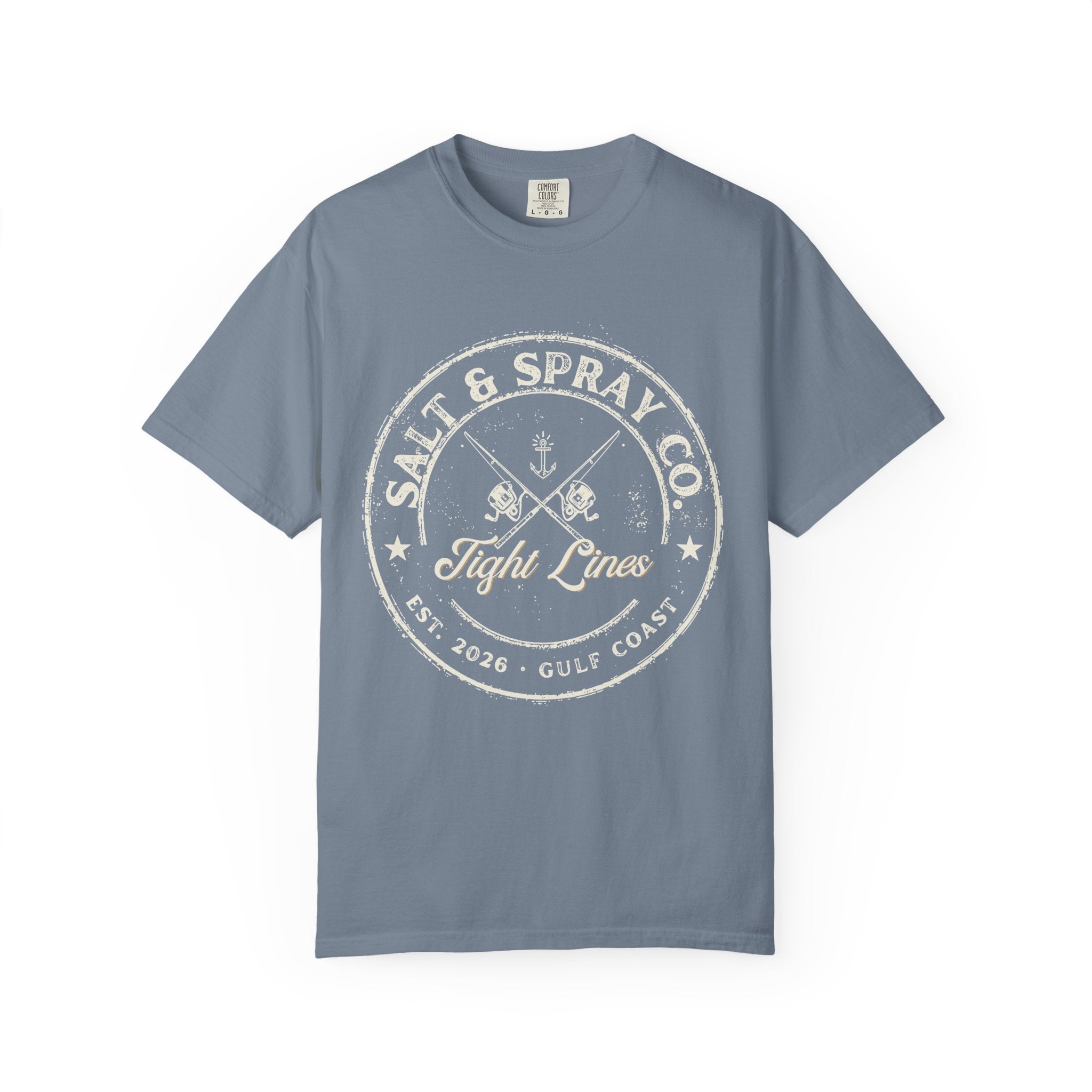 Tight Lines Badge Tee — Vintage Gulf Coast Fishing T-Shirt (Dark Colors)