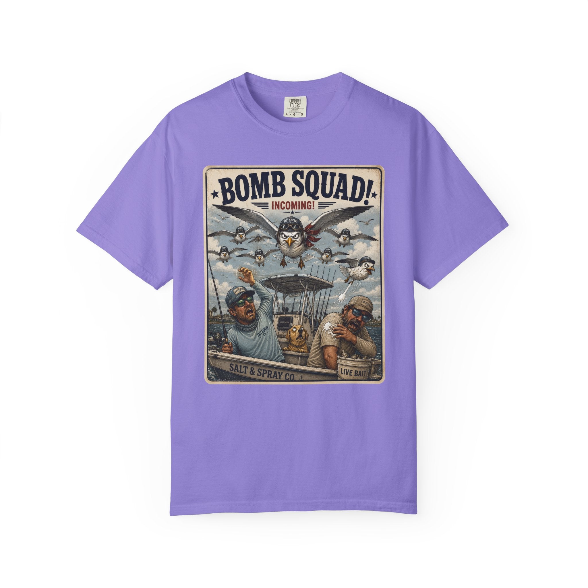 Bomb Squad Incoming Tee — Funny Seagull Fishing T-Shirt