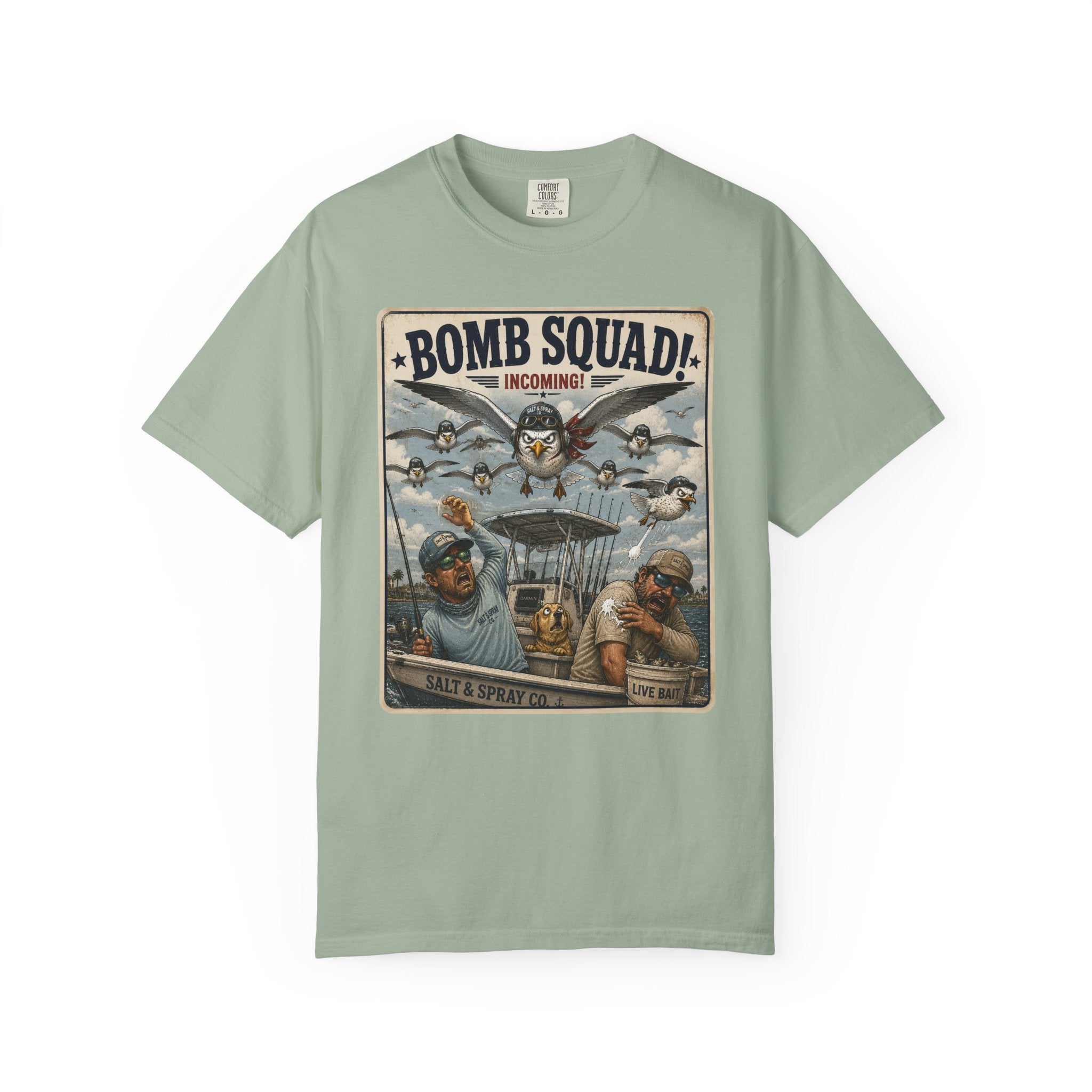 Bomb Squad Incoming Tee — Funny Seagull Fishing T-Shirt