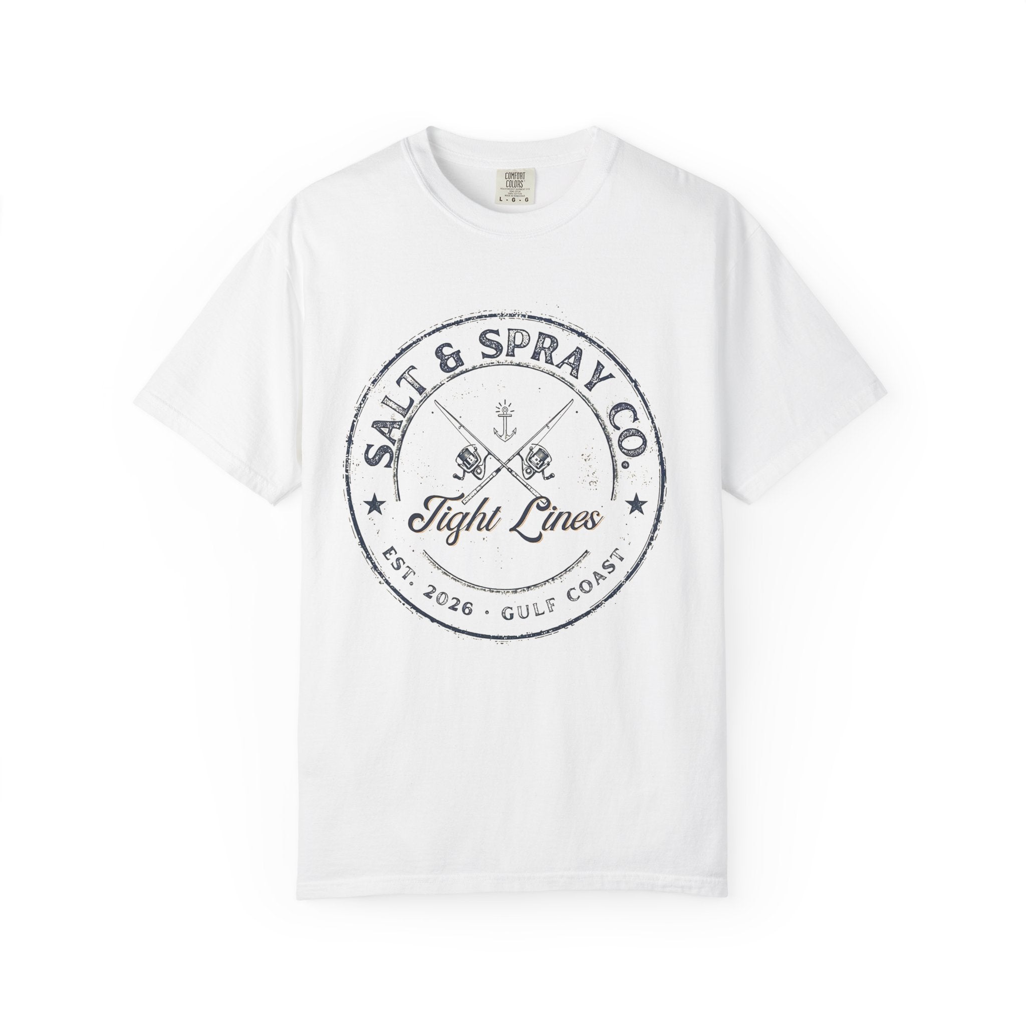 Tight Lines Badge Tee — Vintage Gulf Coast Fishing T-Shirt (Light Colors)